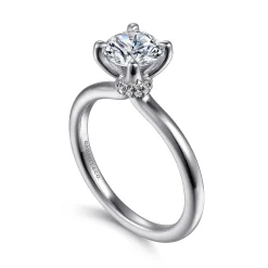 Best Gabriel & Co. Evelynn - 14K White Gold Round Solitaire Diamond Engagement Ring