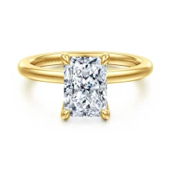 Best Gabriel & Co. Evelynn - 14K Yellow Gold Radiant Cut Solitaire Diamond Engagement Ring