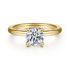Clearance Gabriel & Co. Evelynn - 14K Yellow Gold Round Solitaire Diamond Engagement Ring