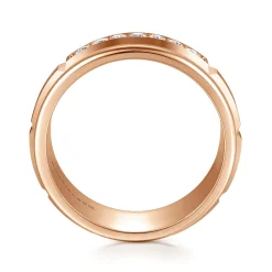 Discount Gabriel & Co. Everett - 14K Rose Gold Diamond Men's Wedding Ring in Satin Finish