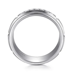 Outlet Gabriel & Co. Everett - 14K White Gold Diamond Men's Band in Satin Finish