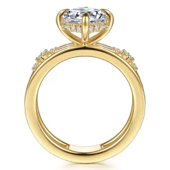 New Gabriel & Co. Everlasting - 14K Yellow Gold Compass Prong Round Diamond Engagement Ring