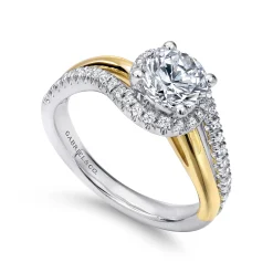 Gabriel & Co. Everly - 14K White-Yellow Gold Round Halo Diamond Engagement Ring