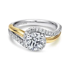 Gabriel & Co. Everly - 14K White-Yellow Gold Round Halo Diamond Engagement Ring