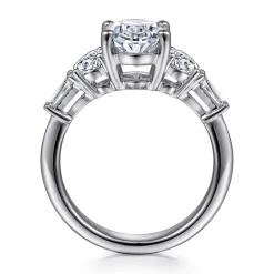 New Gabriel & Co. Evie - 14K White Gold Oval Five Stone Diamond Engagement Ring