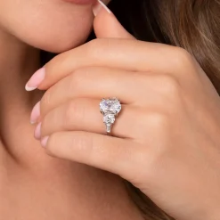 New Gabriel & Co. Evie - 18K White Gold Oval Five Stone Diamond Engagement Ring