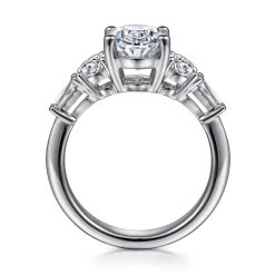 New Gabriel & Co. Evie - 18K White Gold Oval Five Stone Diamond Engagement Ring