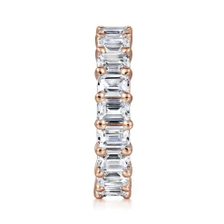 Best Gabriel & Co. Evora - 14K Rose Gold Shared Prong Emerald Cut Diamond Eternity Band - 5 ct