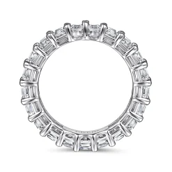 New Gabriel & Co. Evora - 14K White Gold Shared Prong Emerald Cut Diamond Eternity Band - 3.57 ct