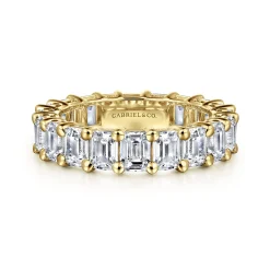 Online Gabriel & Co. Evora - 14K Yellow Gold Shared Prong Emerald Cut Diamond Eternity Band - 5 ct