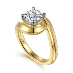 Hot Gabriel & Co. Ezrah - 14K White-Yellow Gold Bypass Round Diamond Engagement Ring