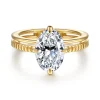 New Gabriel & Co. Fabie - 14K Yellow Gold Compass Prong Oval Diamond Engagement Ring