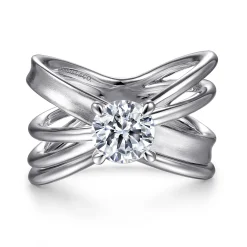 Clearance Gabriel & Co. Fabiola - 14K White Gold Split Shank Round Diamond Engagement Ring