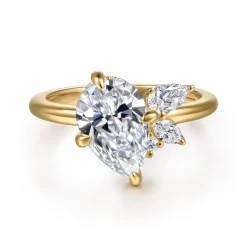 Clearance Gabriel & Co. Fame - 14K Yellow Gold Compass Prong Pear Shape Diamond Engagement Ring