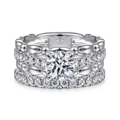 Gabriel & Co. Famke - 14K White Gold Split Shank Round Diamond Engagement Ring