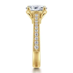 New Gabriel & Co. Favola - 14K Yellow Gold Oval Lotus Diamond Engagement Ring