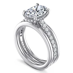 Online Gabriel & Co. Feah - 14K White Gold Wide Band Oval Diamond Engagement Ring