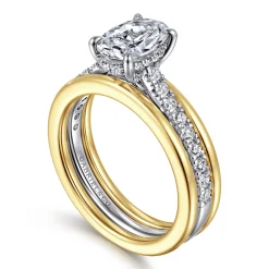 Outlet Gabriel & Co. Feah - 14K Yellow-White Gold Wide Band Oval Diamond Engagement Ring