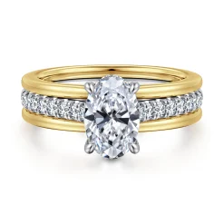 Outlet Gabriel & Co. Feah - 14K Yellow-White Gold Wide Band Oval Diamond Engagement Ring