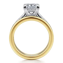 Online Gabriel & Co. Feah - 14K Yellow-White Gold Wide Band Princess Cut Diamond Engagement Ring
