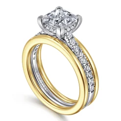 Online Gabriel & Co. Feah - 14K Yellow-White Gold Wide Band Princess Cut Diamond Engagement Ring
