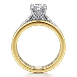 Best Gabriel & Co. Feah - 14K Yellow-White Gold Wide Band Pear Shape Diamond Engagement Ring