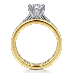 Hot Gabriel & Co. Feah - 14K Yellow-White Gold Wide Band Marquise Shape Diamond Engagement Ring