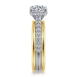 Hot Gabriel & Co. Feah - 14K Yellow-White Gold Wide Band Round Diamond Engagement Ring