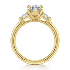 Clearance Gabriel & Co. Feana - 14K Yellow Gold Marquise Shape Three Stone Diamond Engagement Ring