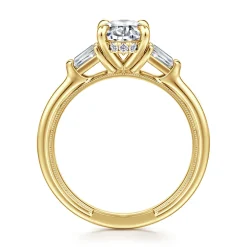 Clearance Gabriel & Co. Feana - 14K Yellow Gold Oval Three Stone Diamond Engagement Ring