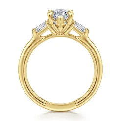 Gabriel & Co. Feana - 14K Yellow Gold Pear Shape Three Stone Diamond Engagement Ring