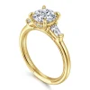 Discount Gabriel & Co. Feana - 14K Yellow Gold Round Three Stone Diamond Engagement Ring