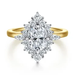 Outlet Gabriel & Co. Felicity - 14K White-Yellow Gold Elongated Cushion Halo Diamond Engagement Ring