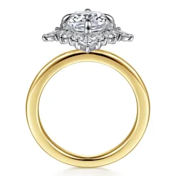 Outlet Gabriel & Co. Felicity - 14K White-Yellow Gold Elongated Cushion Halo Diamond Engagement Ring