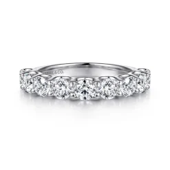 Outlet Gabriel & Co. Feline - 14K White Gold Scallop Setting Diamond Anniversary Band - 1.6 ct