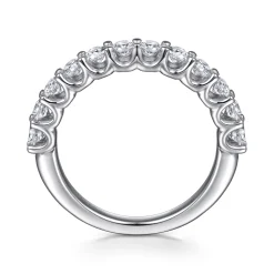 Outlet Gabriel & Co. Feline - 14K White Gold Scallop Setting Diamond Anniversary Band - 0.8 ct