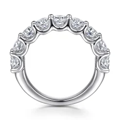 Best Gabriel & Co. Feline - 14K White Gold Scallop Setting 9 Stone Diamond Anniversary Band - 2 ct