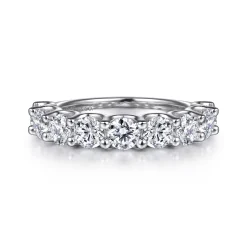 Best Gabriel & Co. Feline - 14K White Gold Scallop Setting 9 Stone Diamond Anniversary Band - 2 ct
