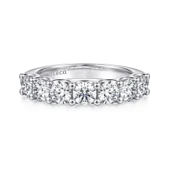 Sale Gabriel & Co. Feline - 14K White Gold Scallop Setting 7 Stone Diamond Anniversary Band - 1.54 ct