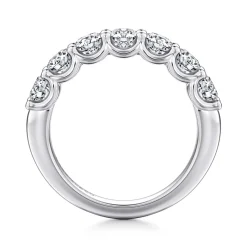Sale Gabriel & Co. Feline - 14K White Gold Scallop Setting 7 Stone Diamond Anniversary Band - 1.54 ct