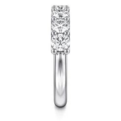 Sale Gabriel & Co. Feline - 14K White Gold Scallop Setting 7 Stone Diamond Anniversary Band - 1.54 ct