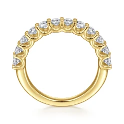 Online Gabriel & Co. Feline - 14K Yellow Gold Scallop Setting Diamond Anniversary Band - 0.77 ct