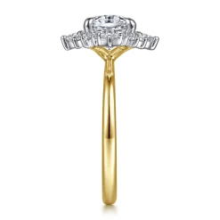 New Gabriel & Co. Fella - 14K White-Yellow Gold Oval Halo Diamond Engagement Ring