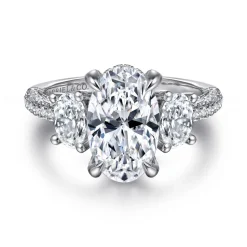 Online Gabriel & Co. Ferah - 14K White Gold Three Stone Oval Cut Diamond Engagement Ring