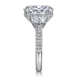 Online Gabriel & Co. Ferah - 14K White Gold Three Stone Oval Cut Diamond Engagement Ring