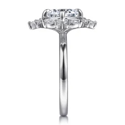 New Gabriel & Co. Fernanda - 14K White Gold Compass Prong Round Halo Diamond Engagement Ring