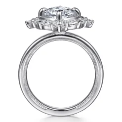 New Gabriel & Co. Fernanda - 14K White Gold Compass Prong Round Halo Diamond Engagement Ring