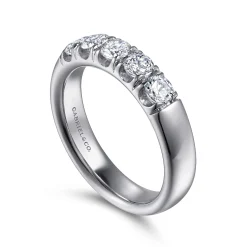 Outlet Gabriel & Co. Ferrara - 14K White Gold 5 Stone French Pave Diamond Anniversary Band - 0.8 ct