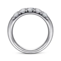 Outlet Gabriel & Co. Ferrara - 14K White Gold 5 Stone French Pave Diamond Anniversary Band - 0.8 ct