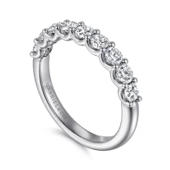 Gabriel & Co. Ferre - 14K White Gold Scallop Setting Diamond Anniversary Band - 0.85 ct